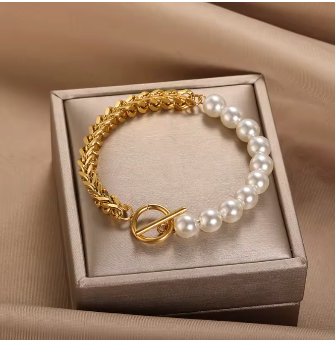 Imitation Pearls Cuban Chain