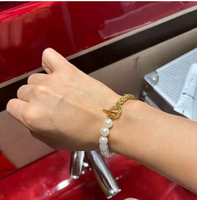 Imitation Pearls Cuban Chain