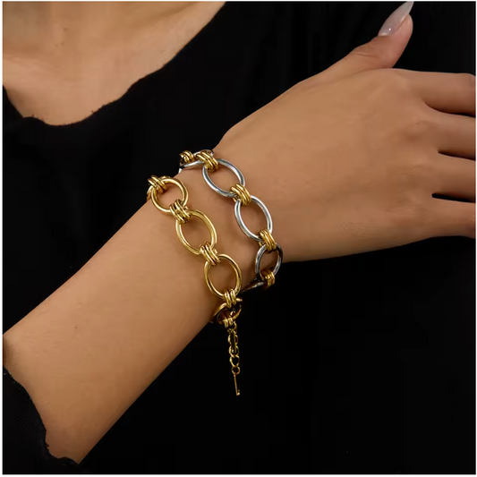 Uworld Minimalist Color Block Thick Chain Bracelet Stainless Steel